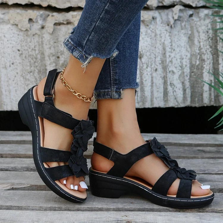 Orthopedic Comfortable Sandals Women Round Toe Summer Flower Slippers