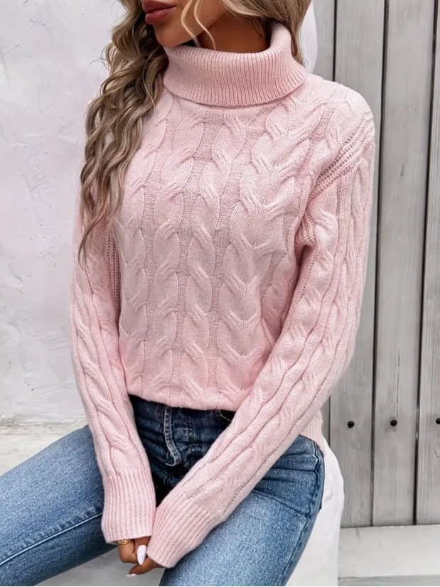 Autumn Cable Knit Women's Turtleneck Sweater