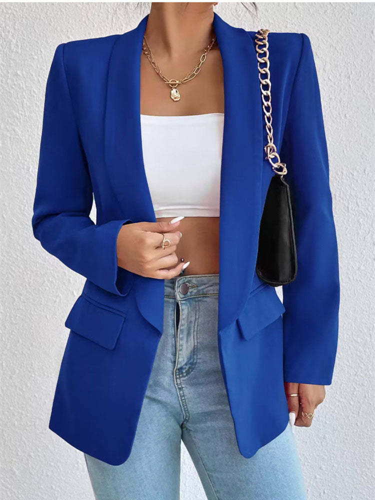 Solid Shawl Collar Chic Comfort Blazer