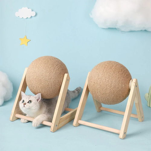 Cat Scratching Ball Toy Kitten Sisal Rope Ball Board-gladdween