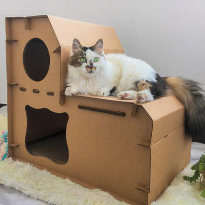 Double Decker Cardboard Cat House Scratcher-gladdween