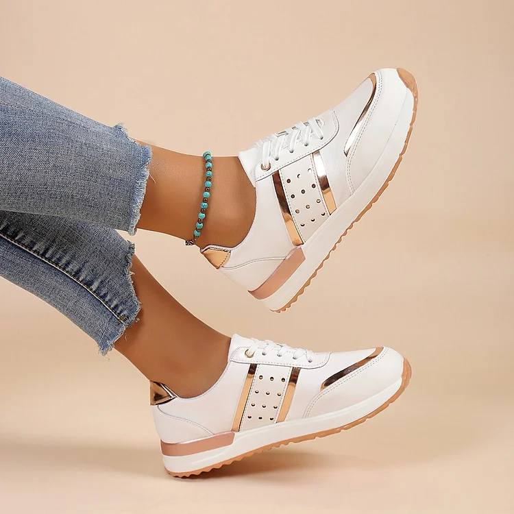 Orthopedic Women Shoes Leather Breathable Comfy Summer Platform Sneakers
