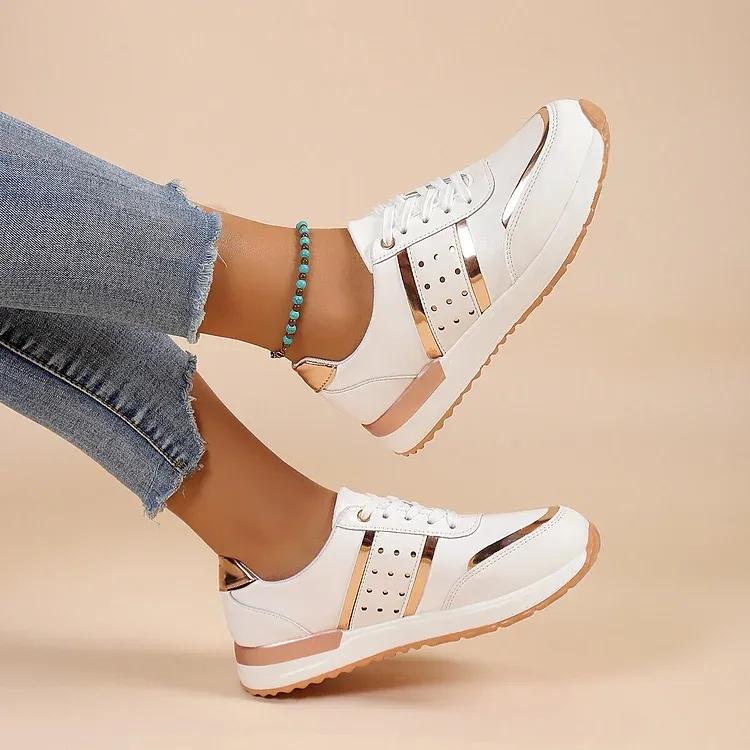 Orthopedic Women Shoes Leather Breathable Comfy Summer Platform Sneakers