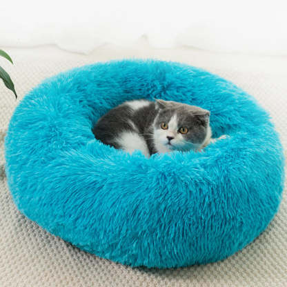Calming Fluffy Cat Bed, Comfy Plush Pet Bed