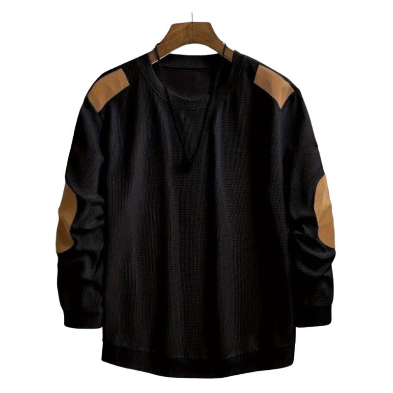 Men's crew neck patchwork sweater