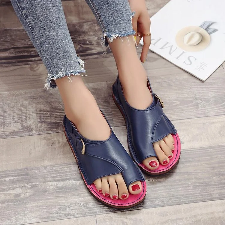 Ladies Casual Flat Sandals Buckle Strap Open Toe Shoes
