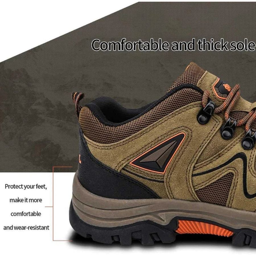 Orthopedic Hiking Shoes for Men Waterproof Suede Leather with Arch Support