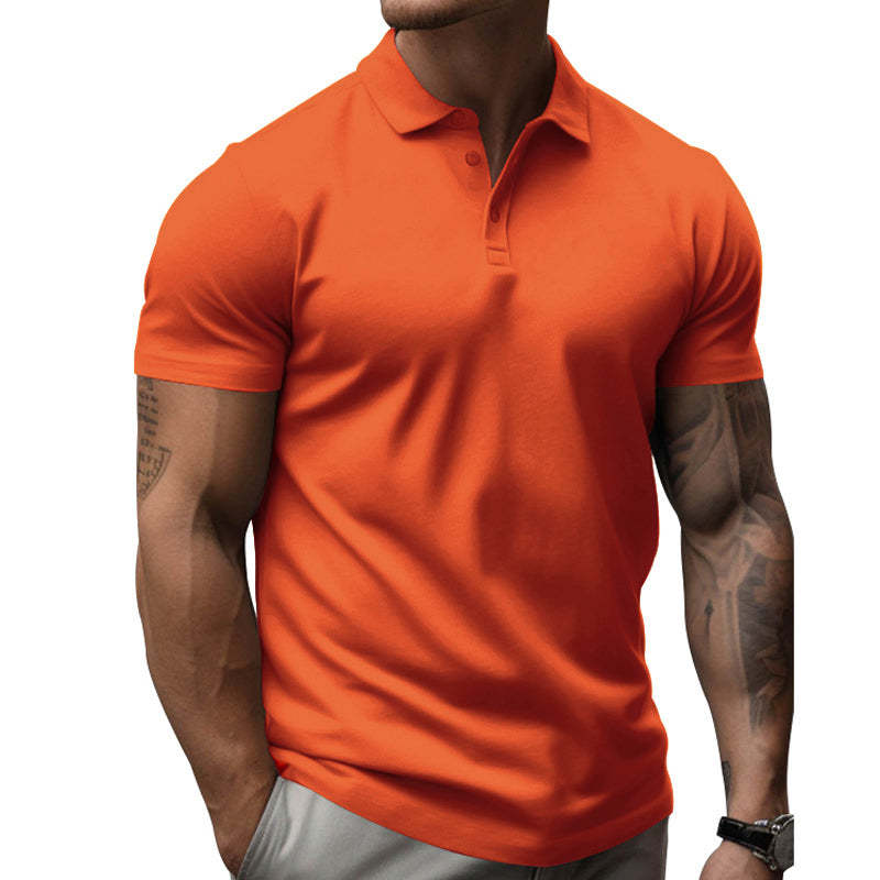 Men's Solid Slim Lapel Short Sleeve Casual Shirt