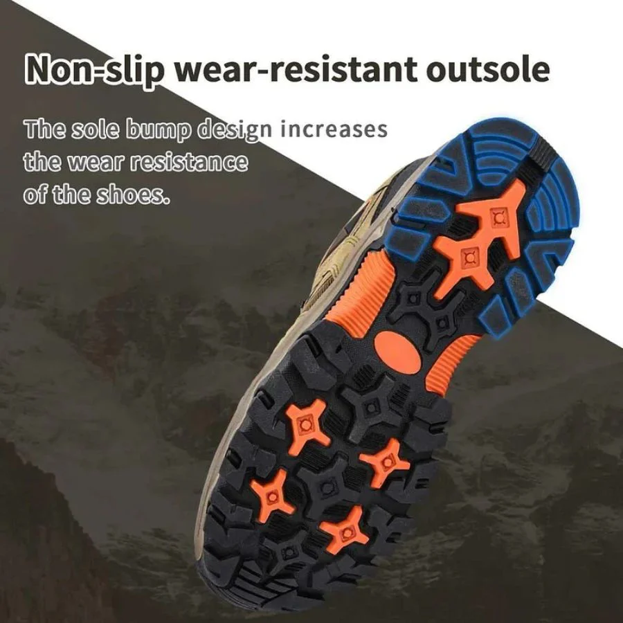 Orthopedic Hiking Shoes for Men Waterproof Suede Leather with Arch Support