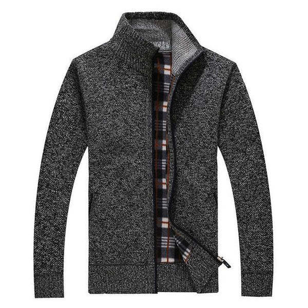 Autumn and Winter Zipper Sweater Men's Warm Knit Coat