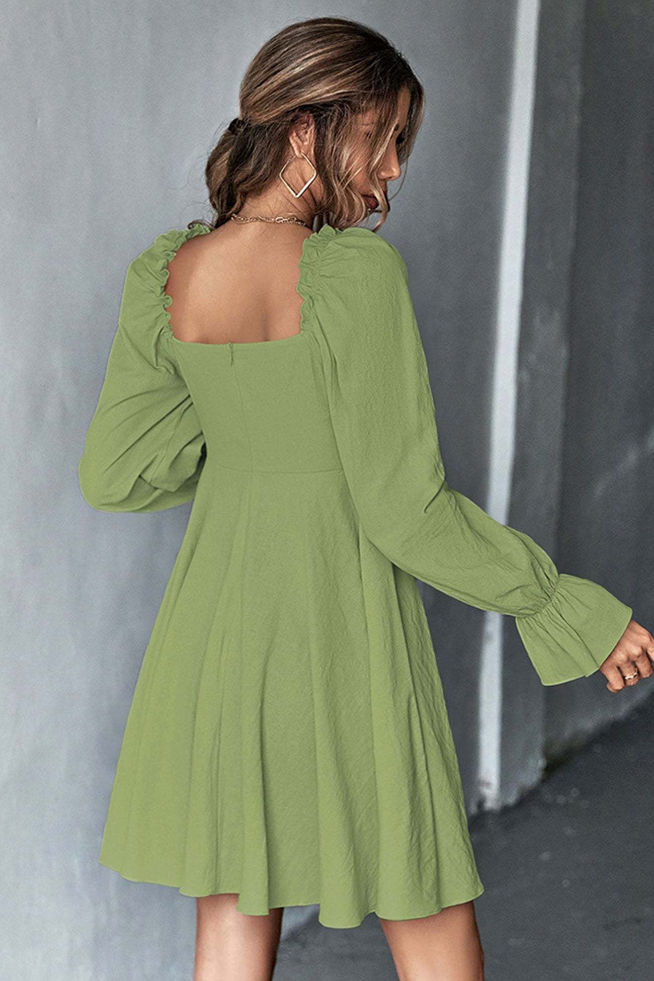 Amy - elegant puff sleeve A-line mini dress