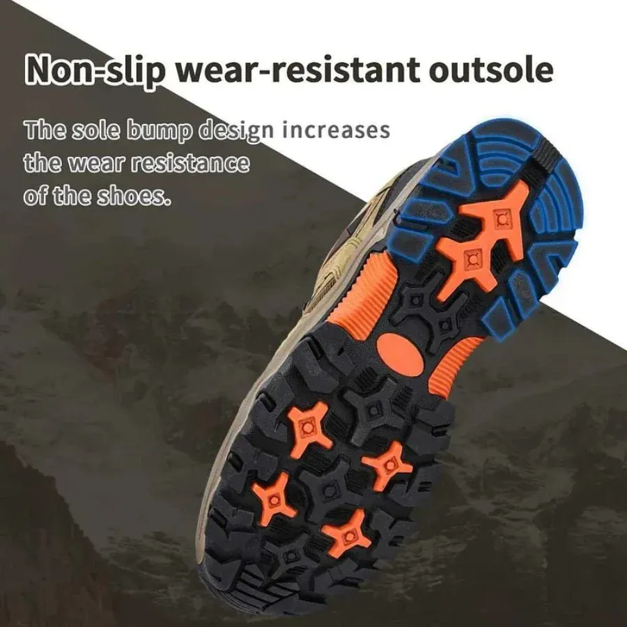 Orthopedic Hiking Shoes for Men Waterproof Suede Leather with Arch Support