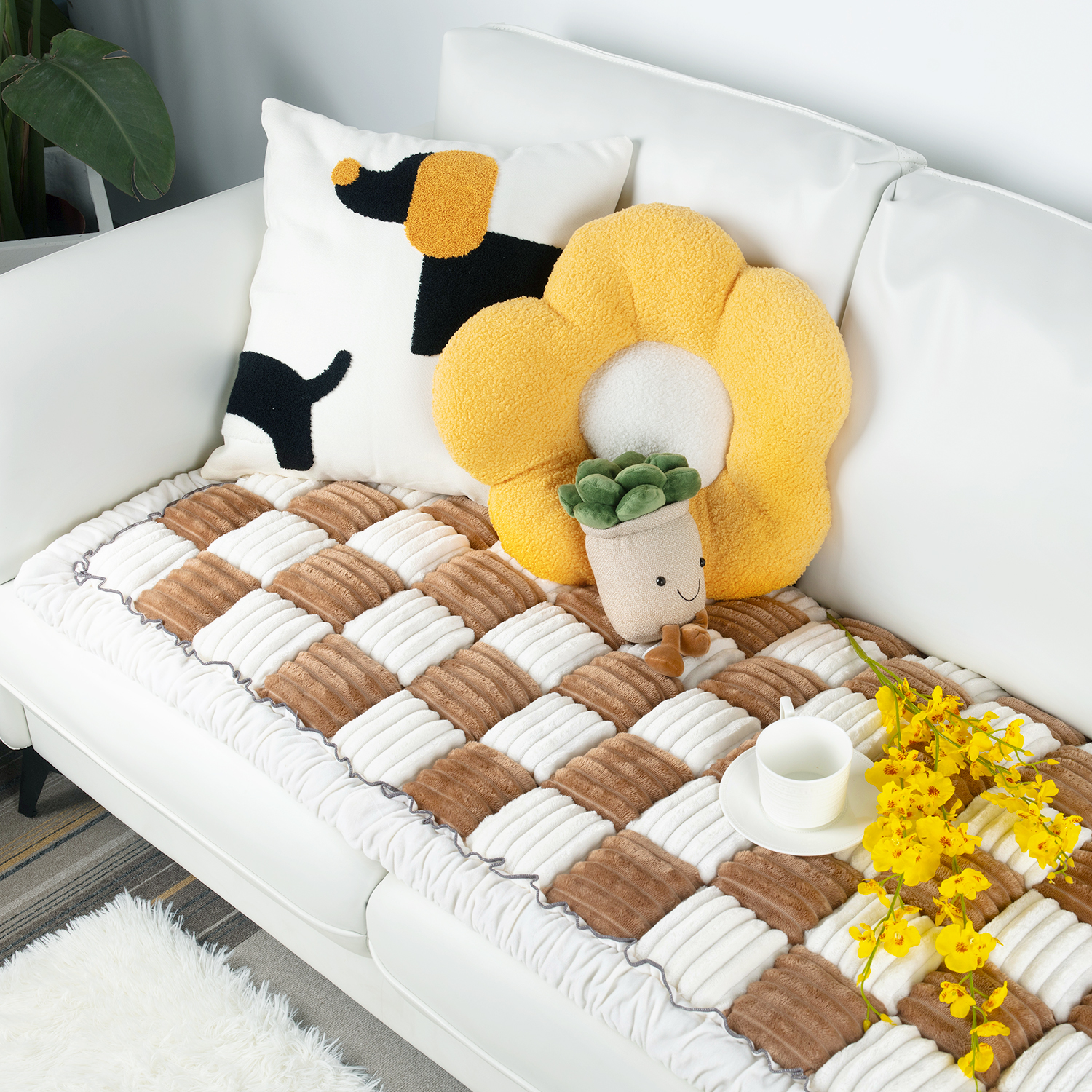 Large Plaid Square Pet Mat Bed Couch Cover