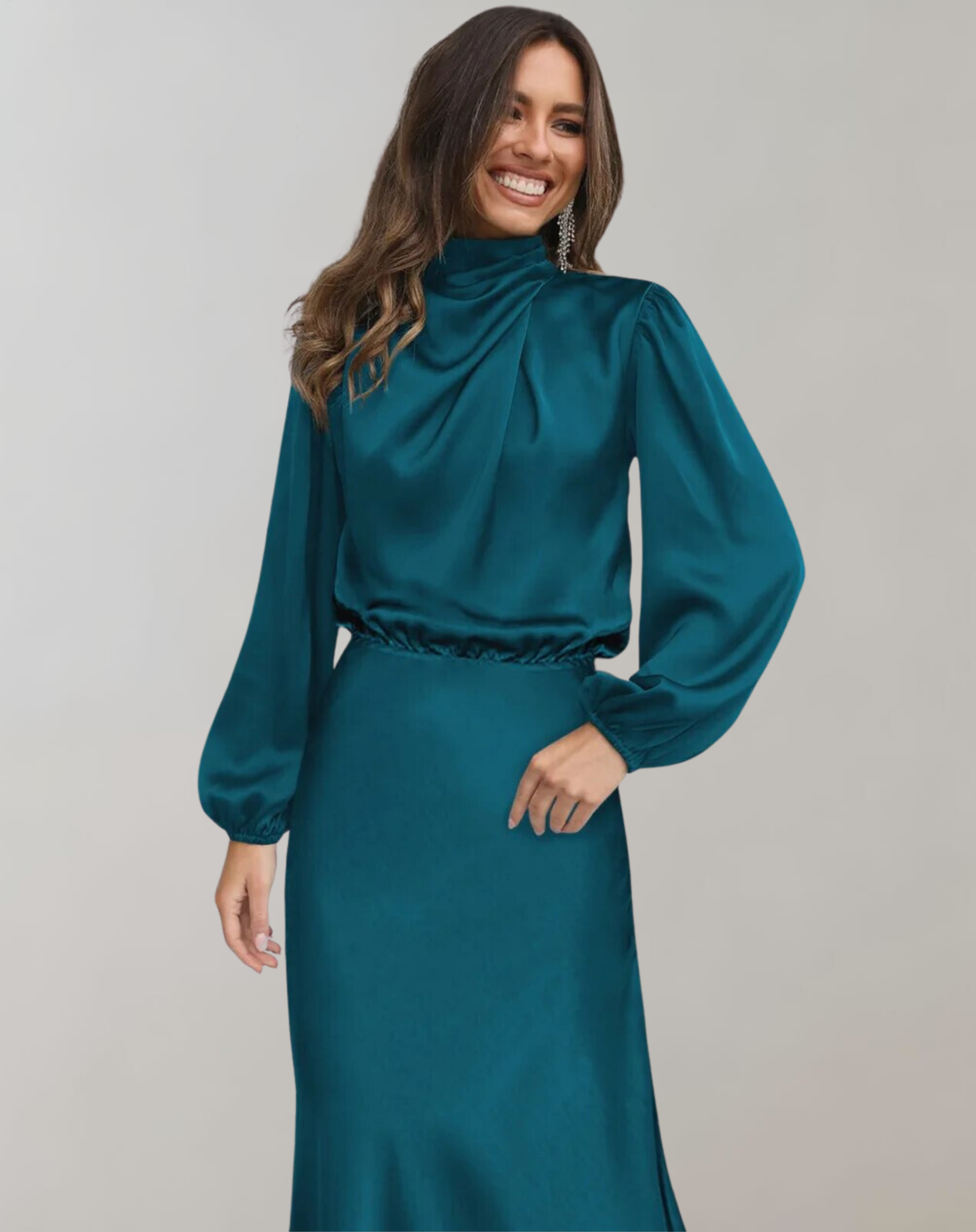 Delphina - Satin Sleeve Dress