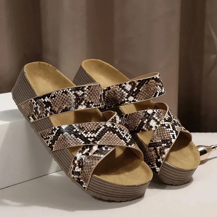Orthopedic Braided Platform Slide Sandals