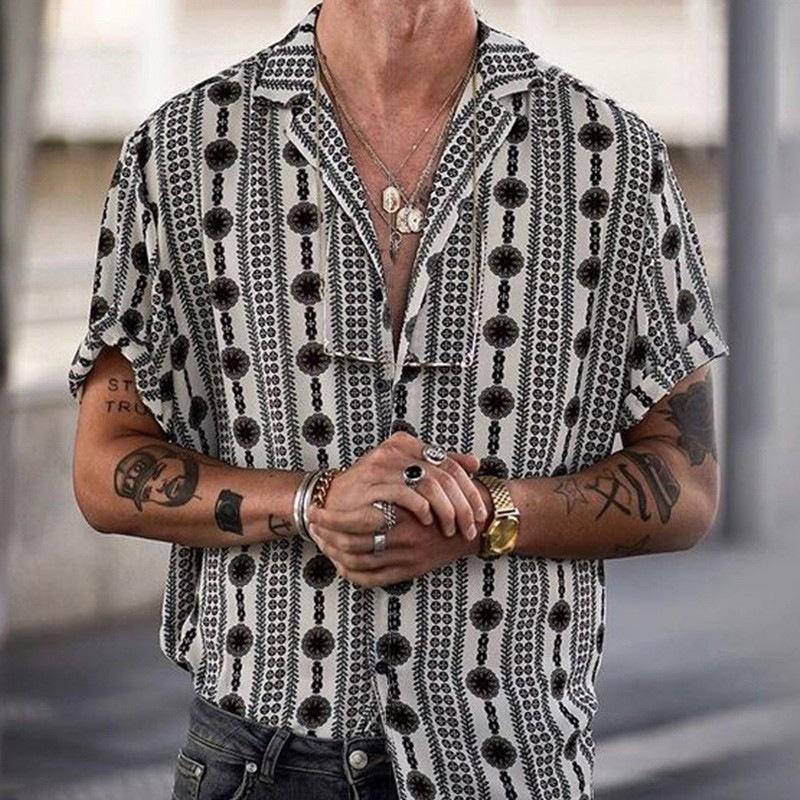 Men's Lapel Print Casual Shirt