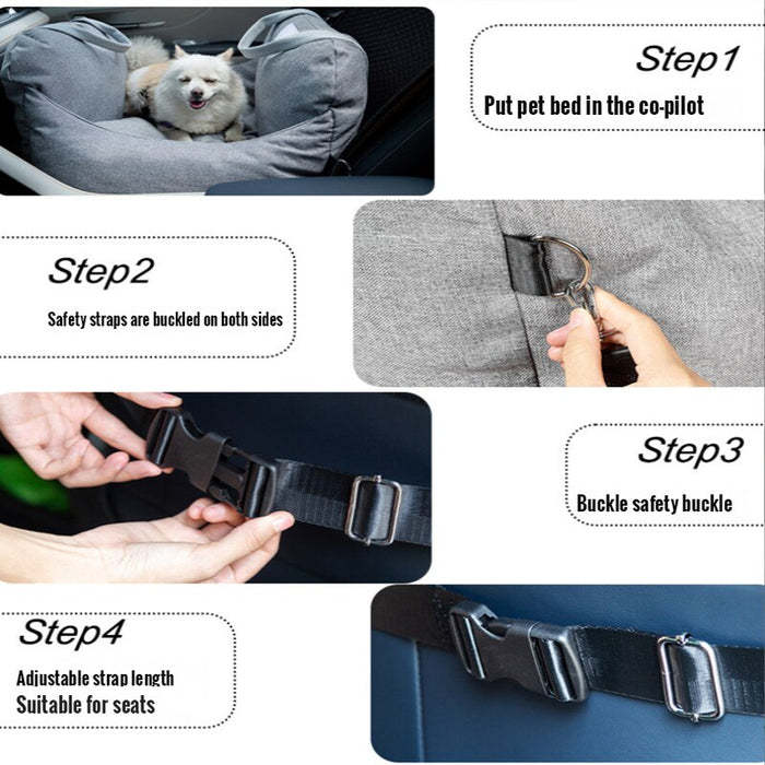 Car Seat Bed: Front First Class Portable & Detachable For Small & Medium Dog-gladdween