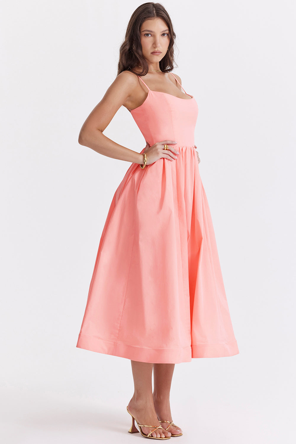 Spaghetti Strap Plain Elegant Midi Dress
