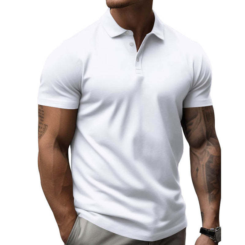 Men's Solid Slim Lapel Short Sleeve Casual Shirt