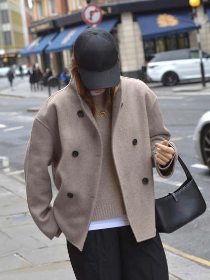 Women's Oversized Coat with Button Closure