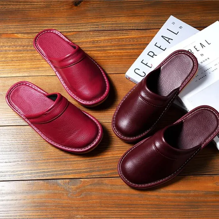 Leather Flat Men Slippers Light Odorless Leisure Shoes