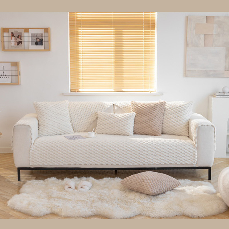 Honeycomb Plush Thickened Non-slip Sofa Cover