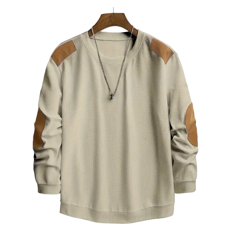 Men's crew neck patchwork sweater