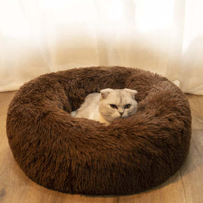 Calming Fluffy Cat Bed, Comfy Plush Pet Bed