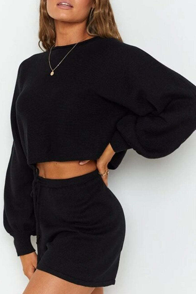 Claire - round neck long sleeve two piece set