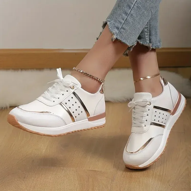 Orthopedic Women Shoes Leather Breathable Comfy Summer Platform Sneakers