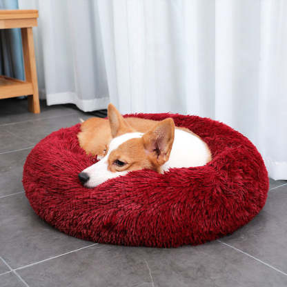Calming Fluffy Cat Bed, Comfy Plush Pet Bed