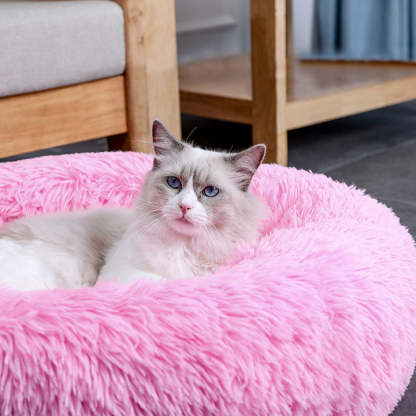 Calming Fluffy Cat Bed, Comfy Plush Pet Bed