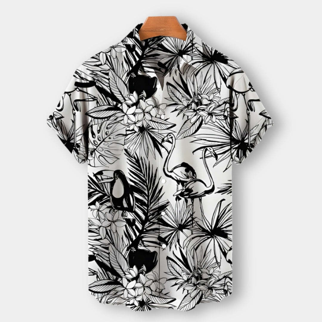 Hawaiian Vacation Tropical Plant Print Men's Short Sleeve POLO Shirt