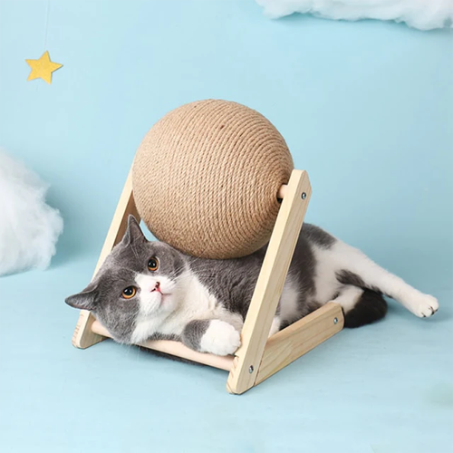 Cat Scratching Ball Toy Kitten Sisal Rope Ball Board-gladdween