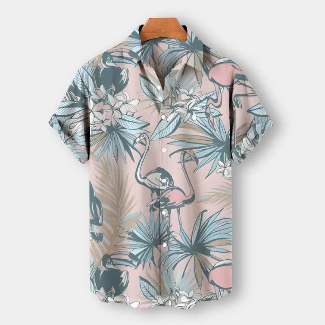 Hawaiian Vacation Tropical Plant Print Men's Short Sleeve POLO Shirt