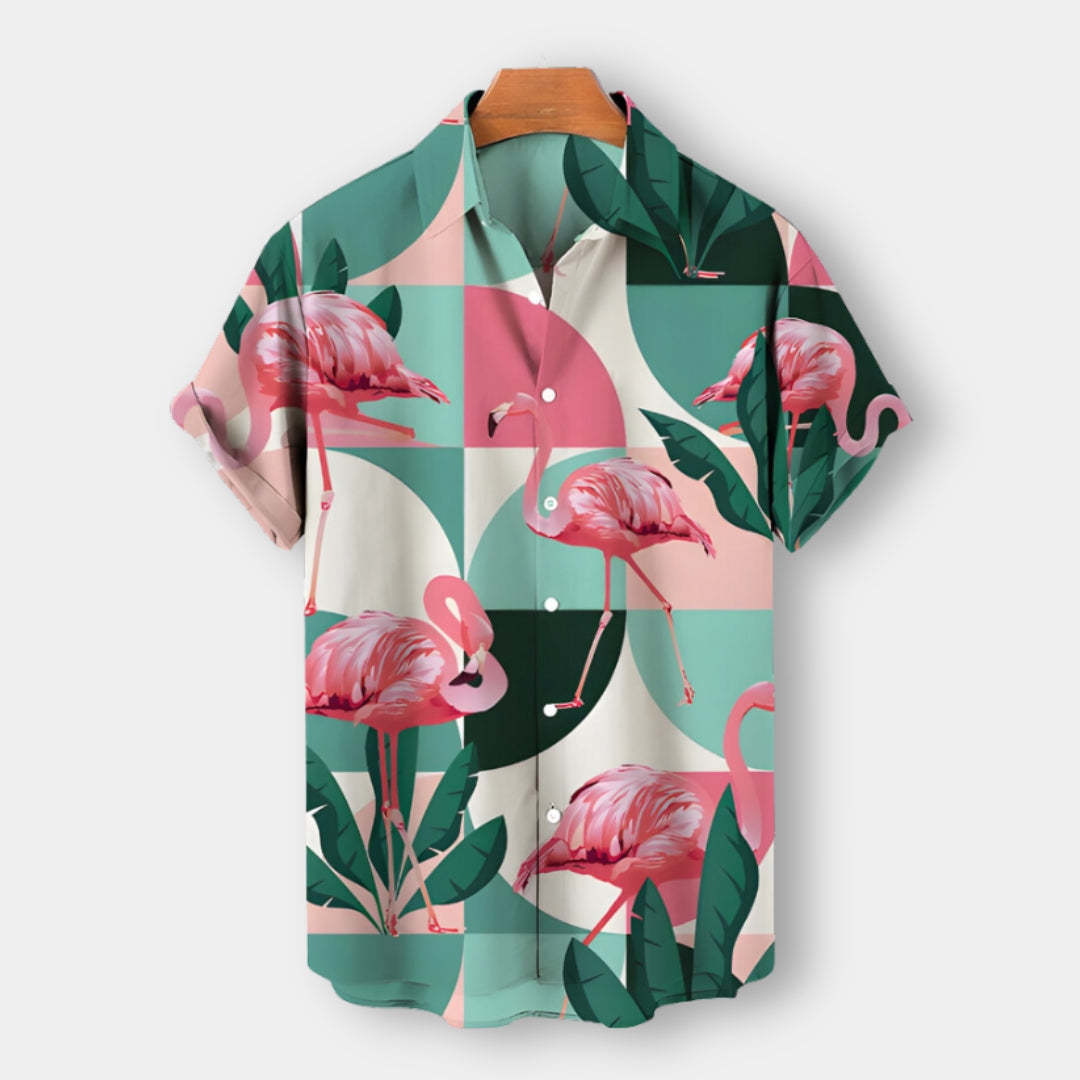 Hawaiian Vacation Tropical Plant Print Men's Short Sleeve POLO Shirt