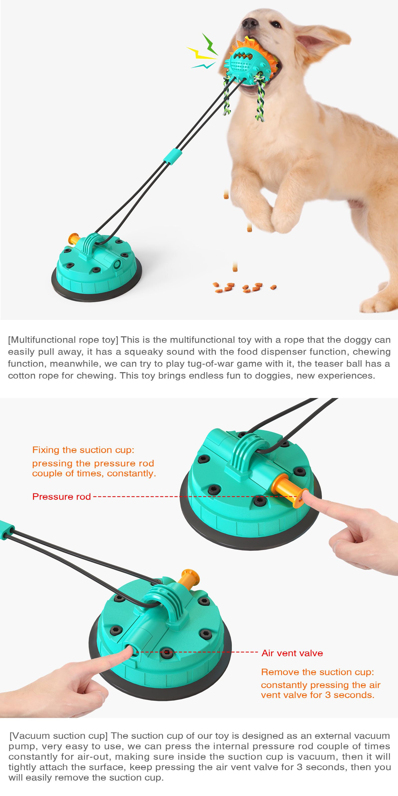 Indestructible Dog Chew Toy Suction Cup Dog Toy