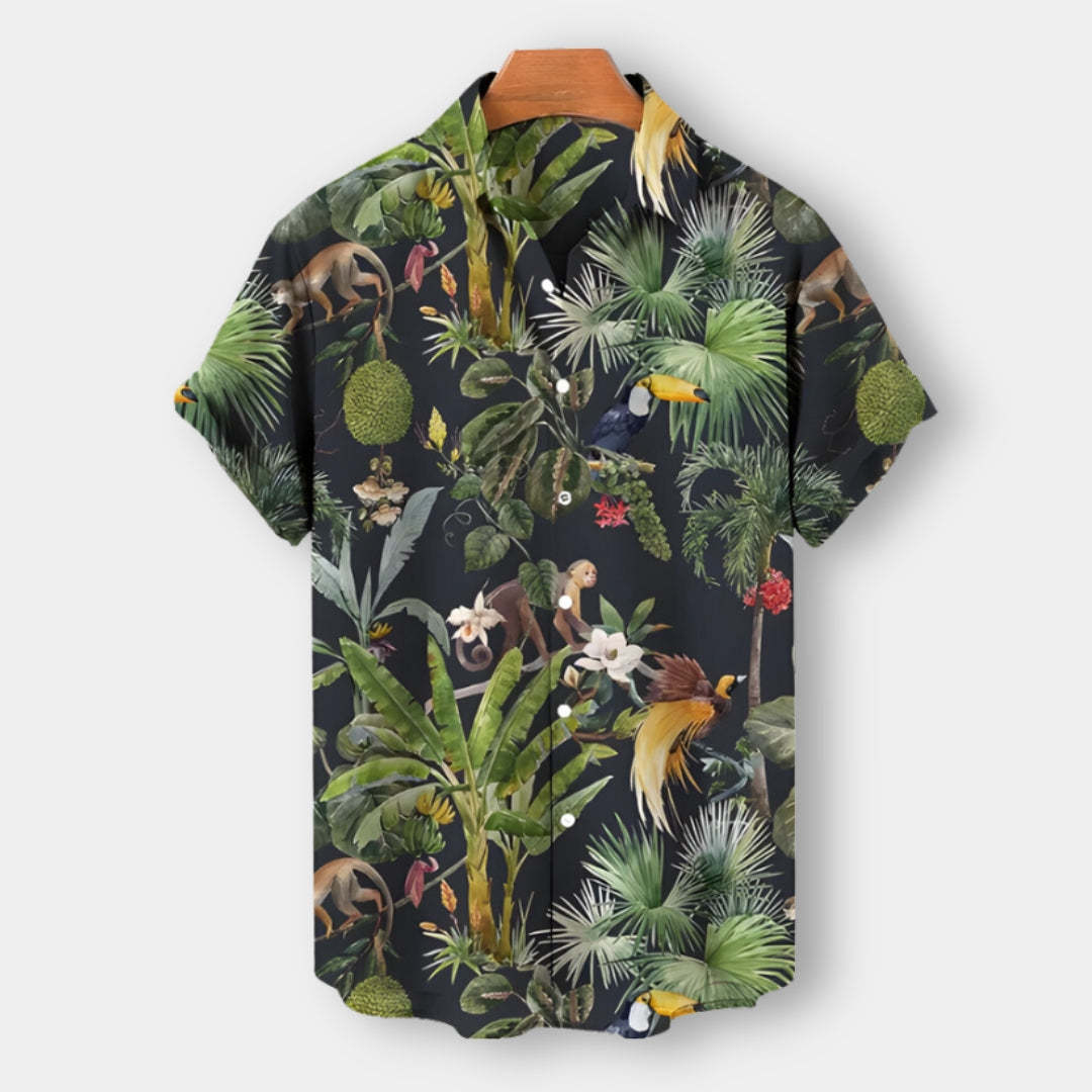 Hawaiian Vacation Tropical Plant Print Men's Short Sleeve POLO Shirt