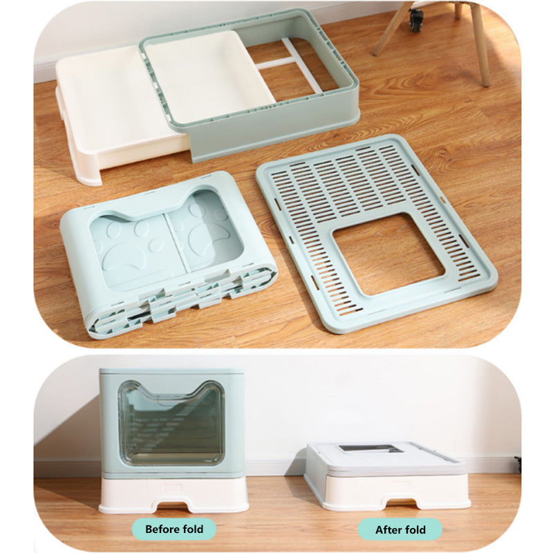 foldable enclosed cat litter box package included