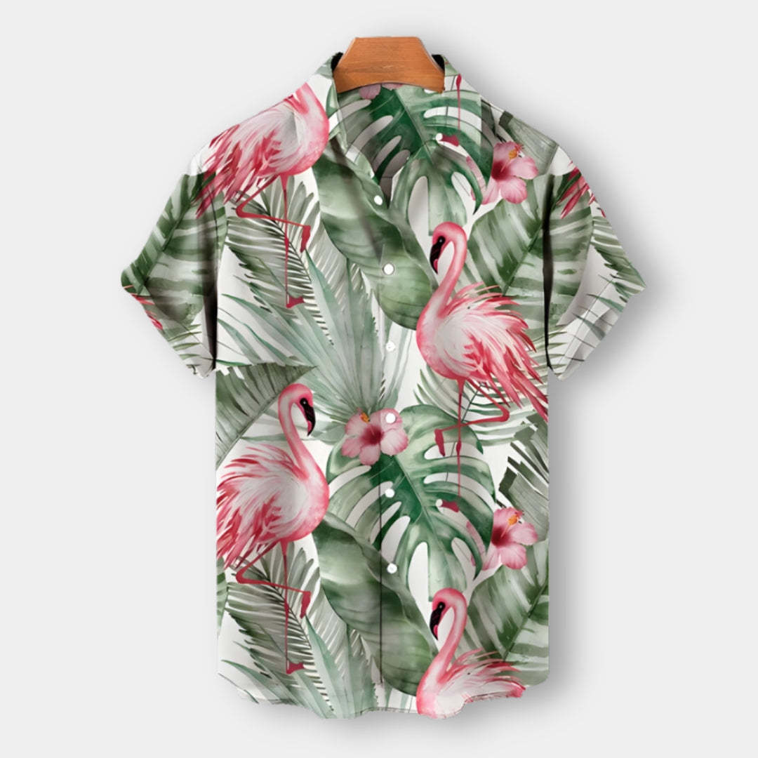Hawaiian Vacation Tropical Plant Print Men's Short Sleeve POLO Shirt