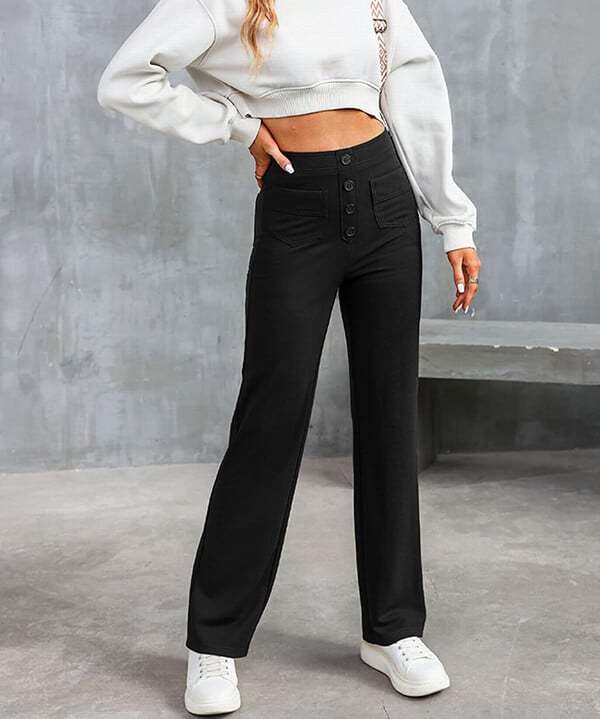 Aveline - High Waist Trousers - Casual - Polyester - Everyday Wear
