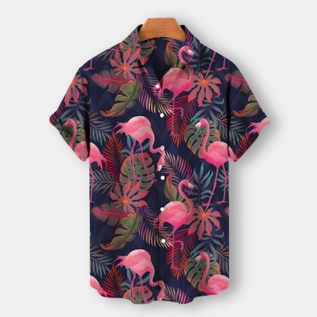 Hawaiian Vacation Tropical Plant Print Men's Short Sleeve POLO Shirt