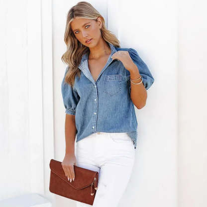 Sara Denim Shirt - Classic Comfort
