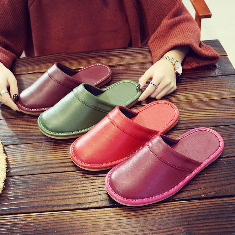 Leather Flat Men Slippers Light Odorless Leisure Shoes