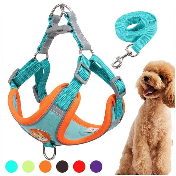 Pet Dog Harness and Leash Set Adjustable Reflective Leashes Set-gladdween