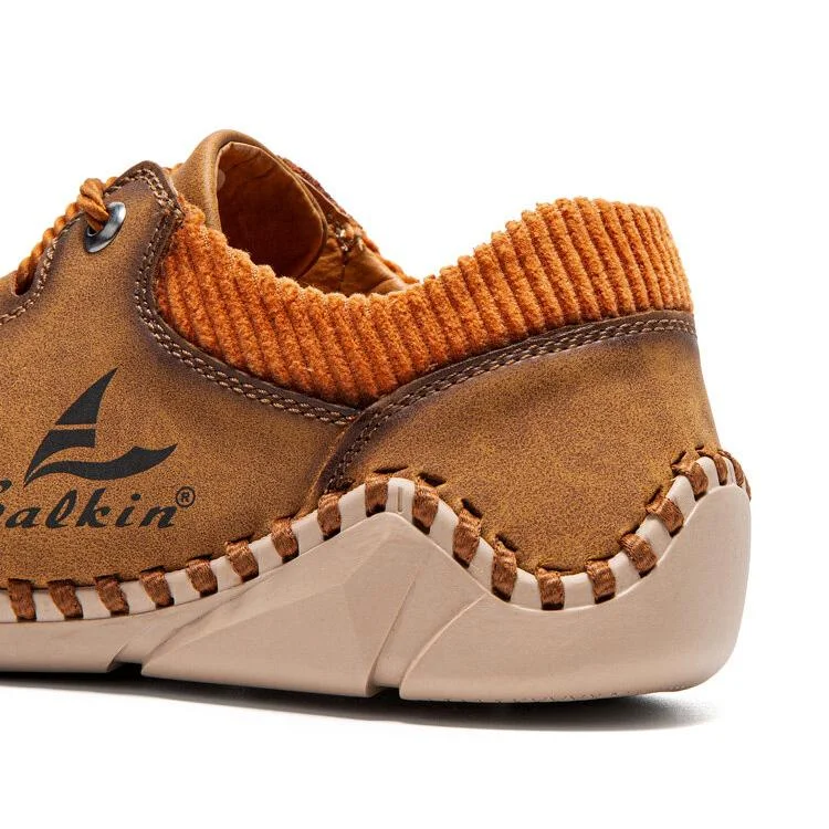 Men Hand Stitching Leather Non Slip Casual Driving Shoes