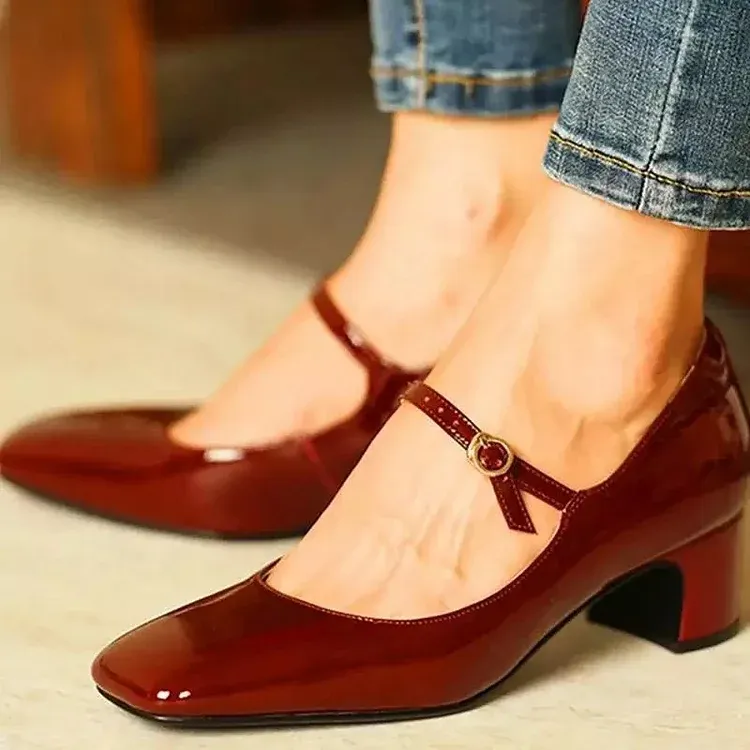 Square Toe Heeled Mary Janes