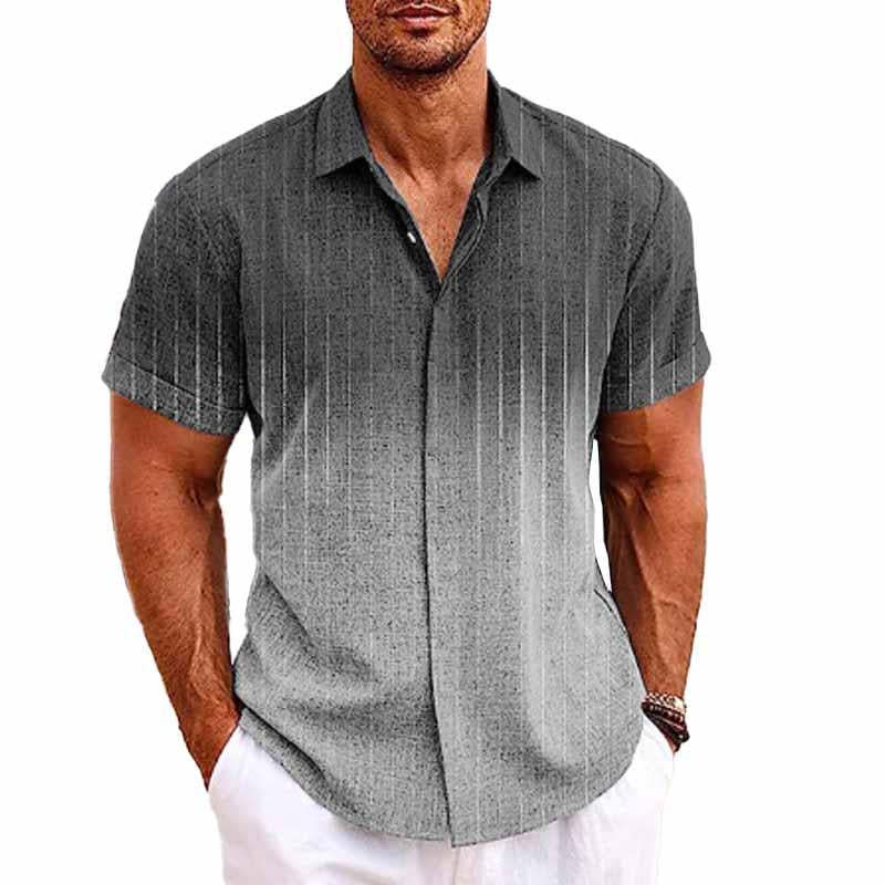 Men's Hawaiian Ombre Print Lapel Short Sleeve Shirt