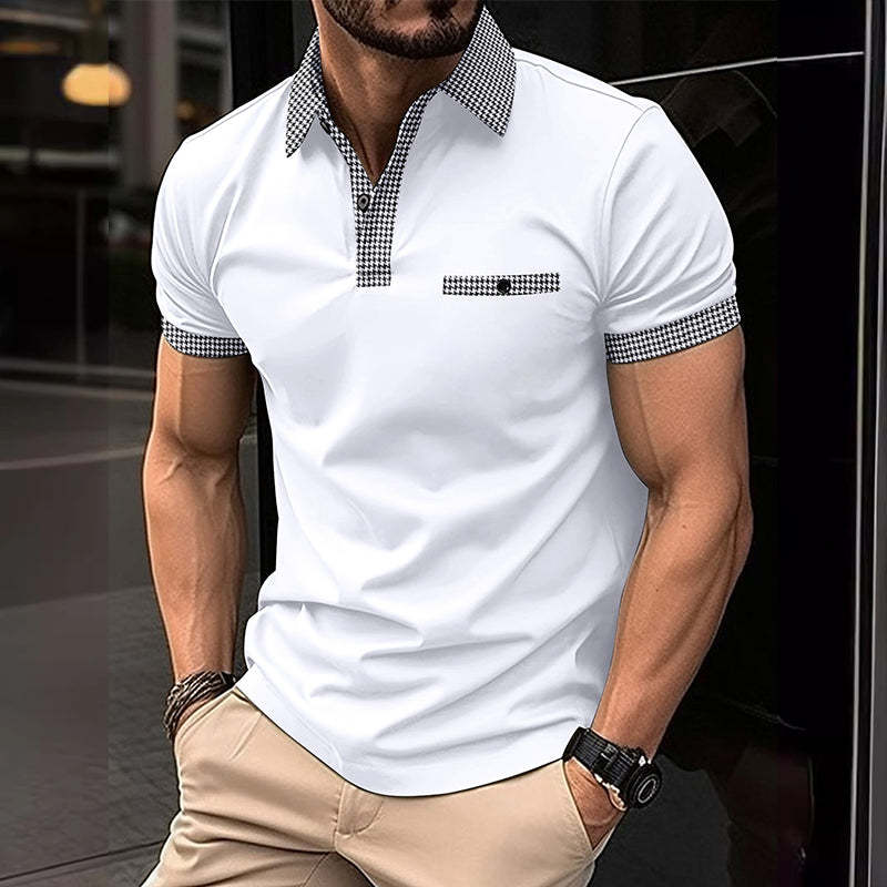 Men's Button Down Colorblock Sports Short Sleeve Shirt