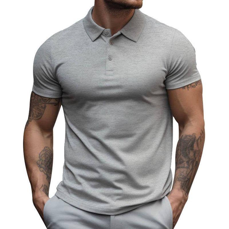 Men's Solid Slim Lapel Short Sleeve Casual Shirt